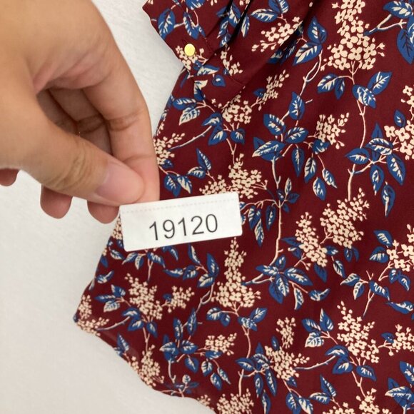 Madewell Burgundy Floral V Neck Button Back Long Sleeve Feminine Dress Medium - Picture 13 of 13